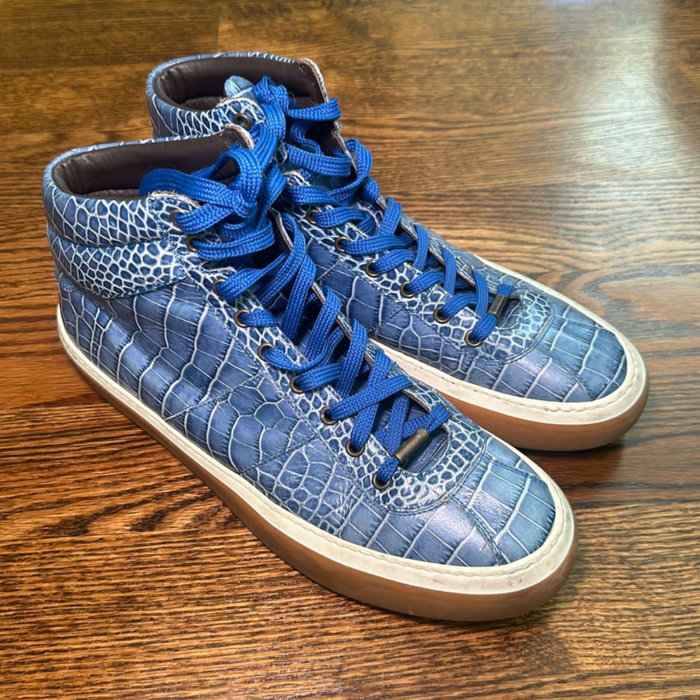 Jimmy Choo Belgravi Mens Blue Crocodile-Embossed  Hightop size 12.5 (45)